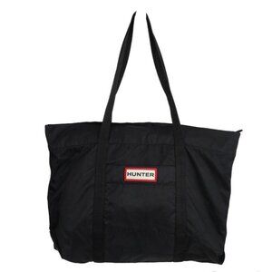 Hunter Original Black Nylon Large Tote Bag Logo Zip Top Waterproof Shoulder